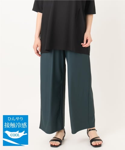 OLLIA38099 eur3 【大きいサイズ/接触冷感】ナイロンストレッチワイドパンツ