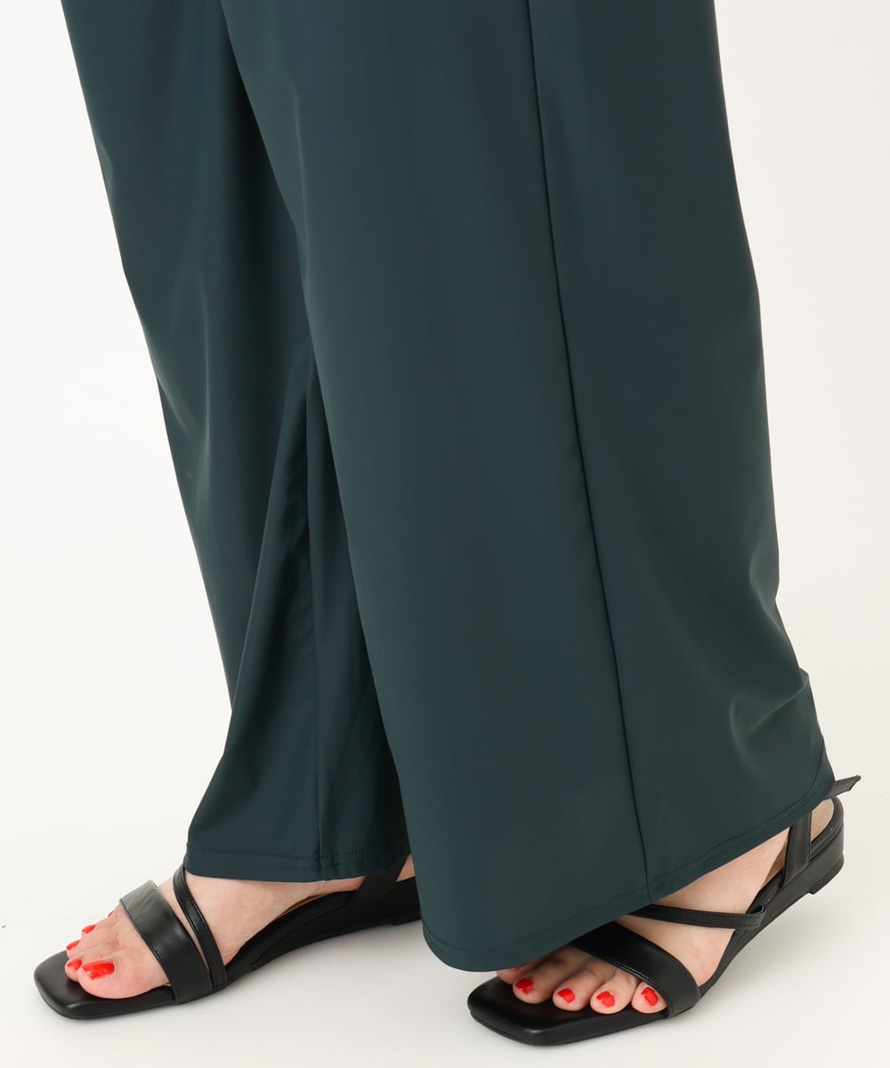 OLLIA38099 eur3(エウルキューブ) 【大きいサイズ/接触冷感】ナイロンストレッチワイドパンツ グリーン(35)