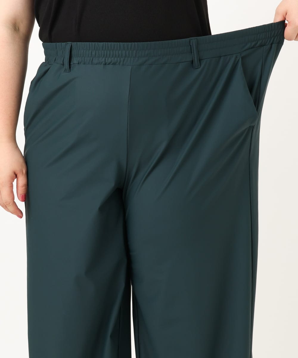 OLLIA38099 eur3(エウルキューブ) 【大きいサイズ/接触冷感】ナイロンストレッチワイドパンツ グリーン(35)
