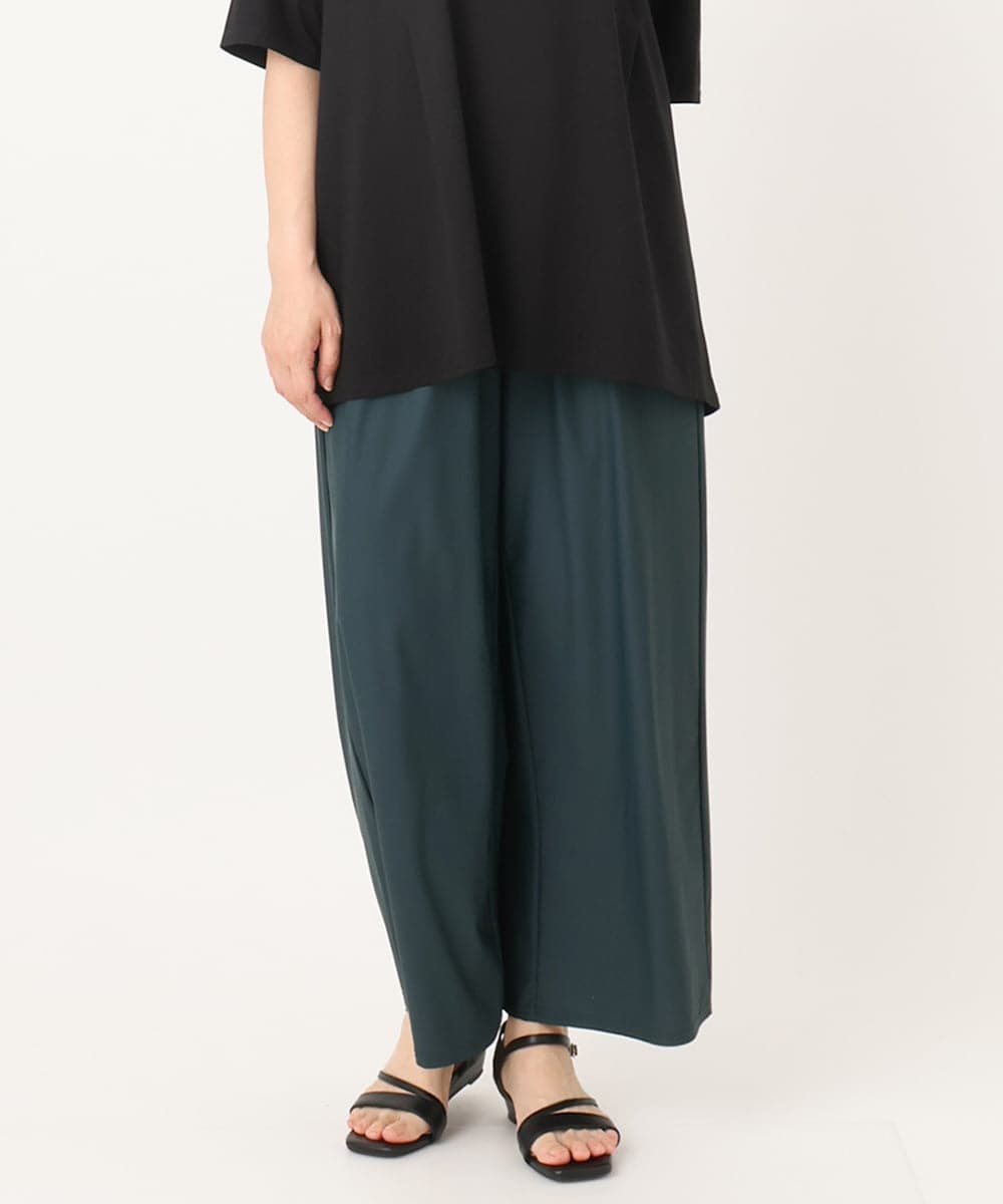 OLLIA38099 eur3(エウルキューブ) 【大きいサイズ/接触冷感】ナイロンストレッチワイドパンツ グリーン(35)