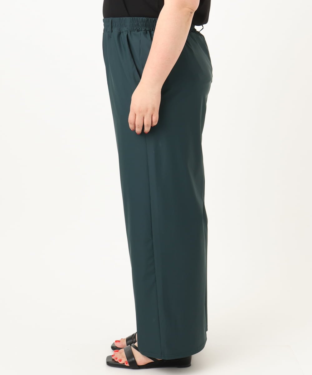 OLLIA38099 eur3(エウルキューブ) 【大きいサイズ/接触冷感】ナイロンストレッチワイドパンツ グリーン(35)