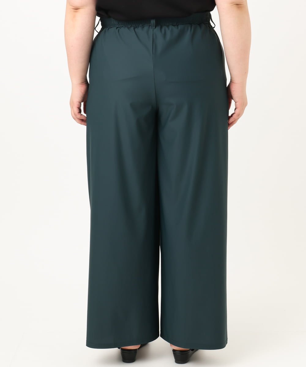 OLLIA38099 eur3(エウルキューブ) 【大きいサイズ/接触冷感】ナイロンストレッチワイドパンツ グリーン(35)