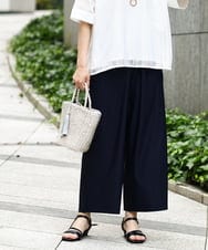 OLLIA38099 eur3(エウルキューブ) 【大きいサイズ/接触冷感】ナイロンストレッチワイドパンツ ネイビー(57)