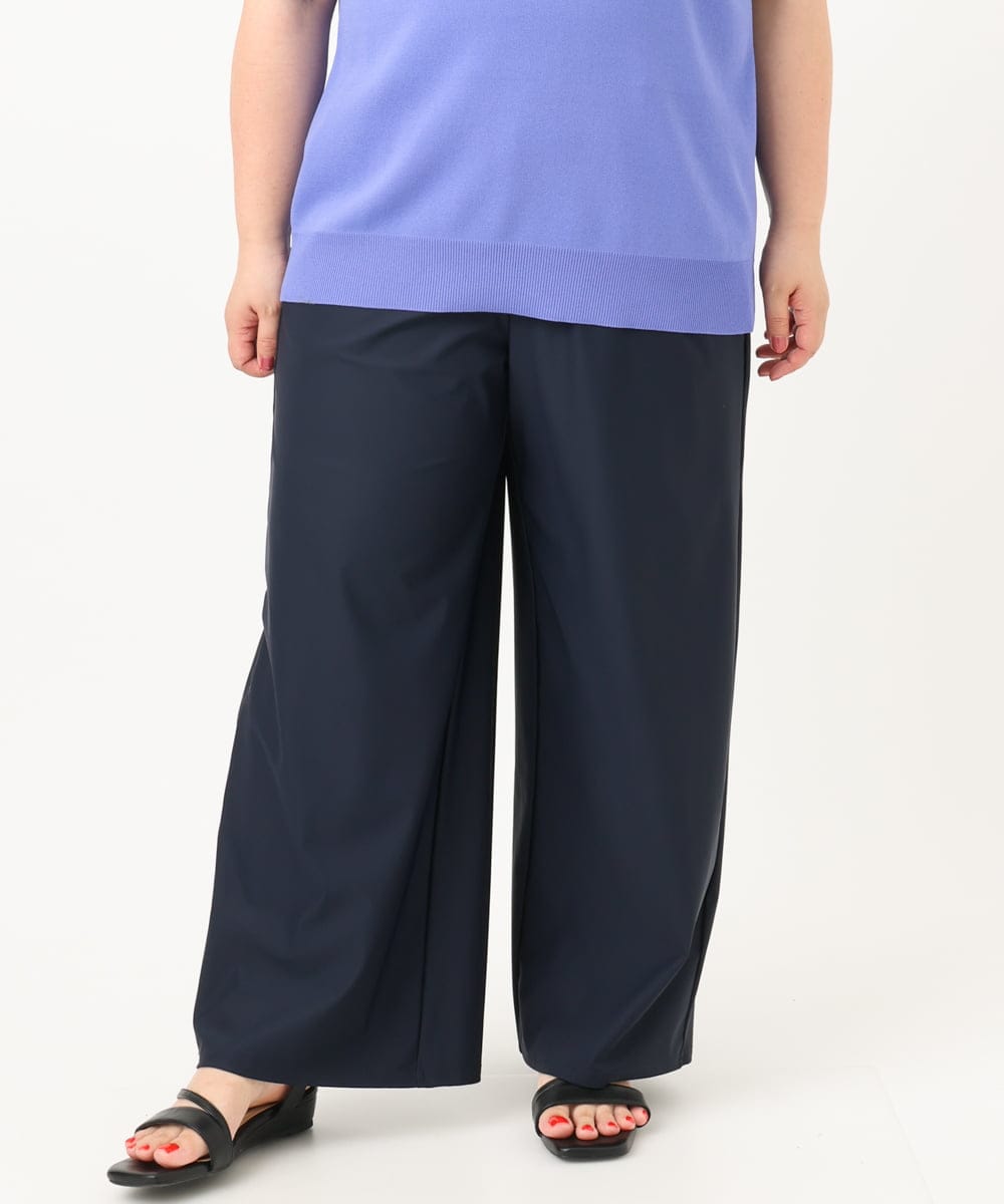 OLLIA38099 eur3(エウルキューブ) 【大きいサイズ/接触冷感】ナイロンストレッチワイドパンツ ネイビー(57)