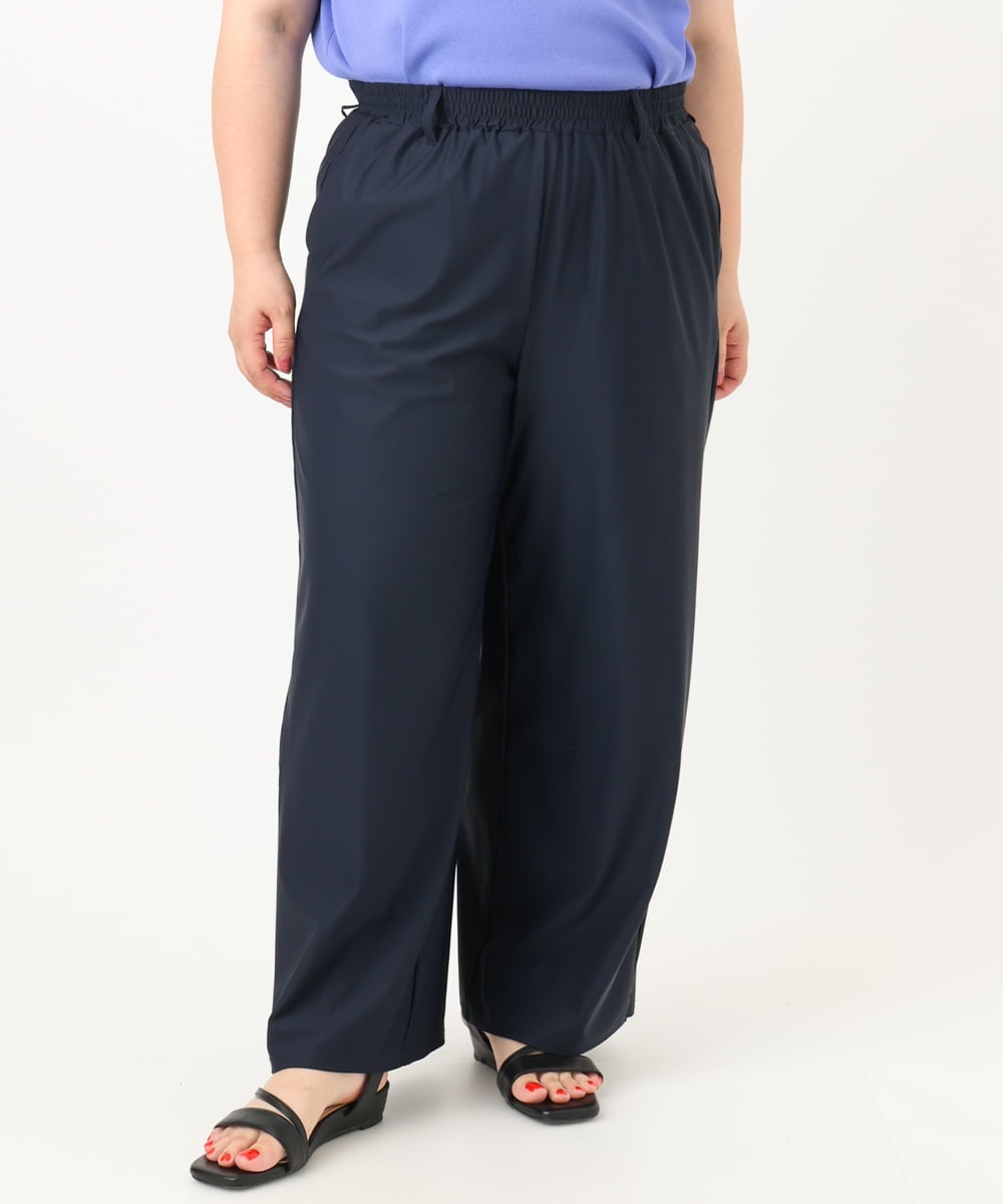 OLLIA38099 eur3(エウルキューブ) 【大きいサイズ/接触冷感】ナイロンストレッチワイドパンツ ネイビー(57)