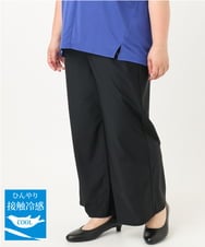 OLLIA38099 eur3(エウルキューブ) 【大きいサイズ/接触冷感】ナイロンストレッチワイドパンツ ブラック(94)