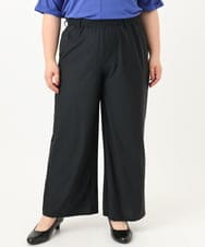 OLLIA38099 eur3(エウルキューブ) 【大きいサイズ/接触冷感】ナイロンストレッチワイドパンツ ブラック(94)