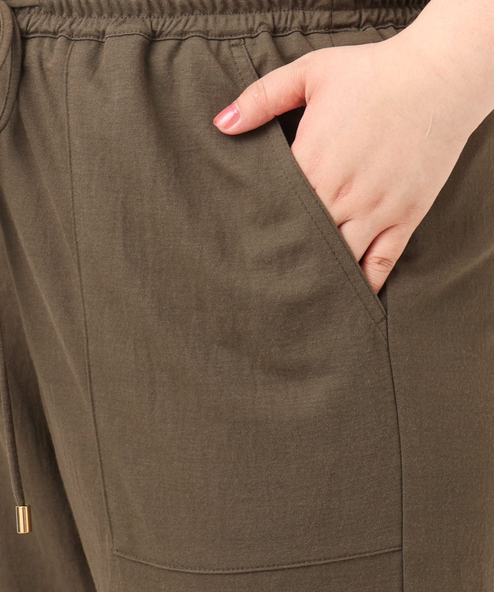 OLLIA44129 eur3(エウルキューブ) 【大きいサイズ/接触冷感】カノコワイドパンツ カーキ(36)