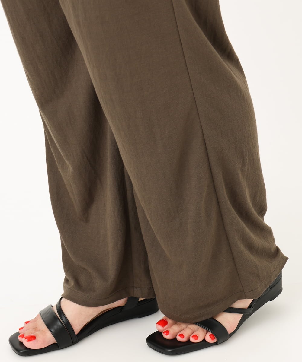 OLLIA44129 eur3(エウルキューブ) 【大きいサイズ/接触冷感】カノコワイドパンツ カーキ(36)