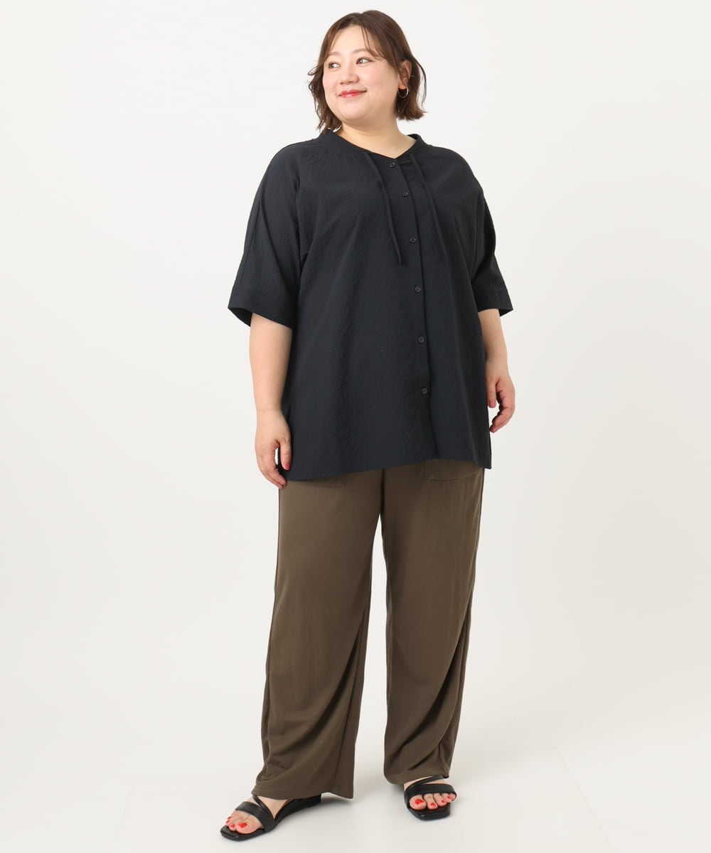 OLLIA44129 eur3(エウルキューブ) 【大きいサイズ/接触冷感】カノコワイドパンツ カーキ(36)
