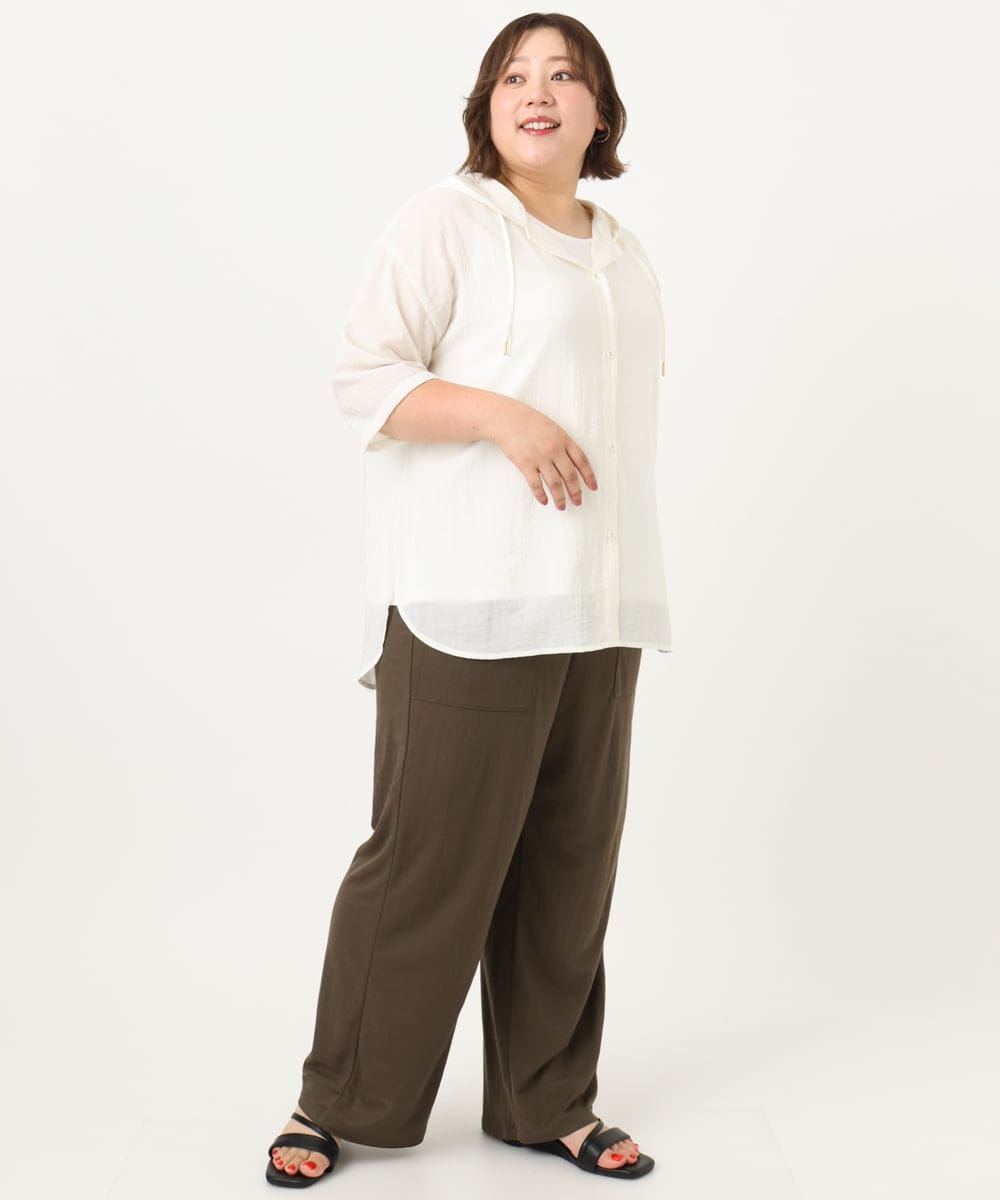 OLLIA44129 eur3(エウルキューブ) 【大きいサイズ/接触冷感】カノコワイドパンツ カーキ(36)