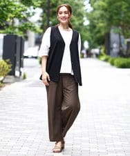 OLLIA44129 eur3(エウルキューブ) 【大きいサイズ/接触冷感】カノコワイドパンツ カーキ(36)