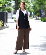 OLLIA44129 eur3(エウルキューブ) 【大きいサイズ/接触冷感】カノコワイドパンツ カーキ(36)