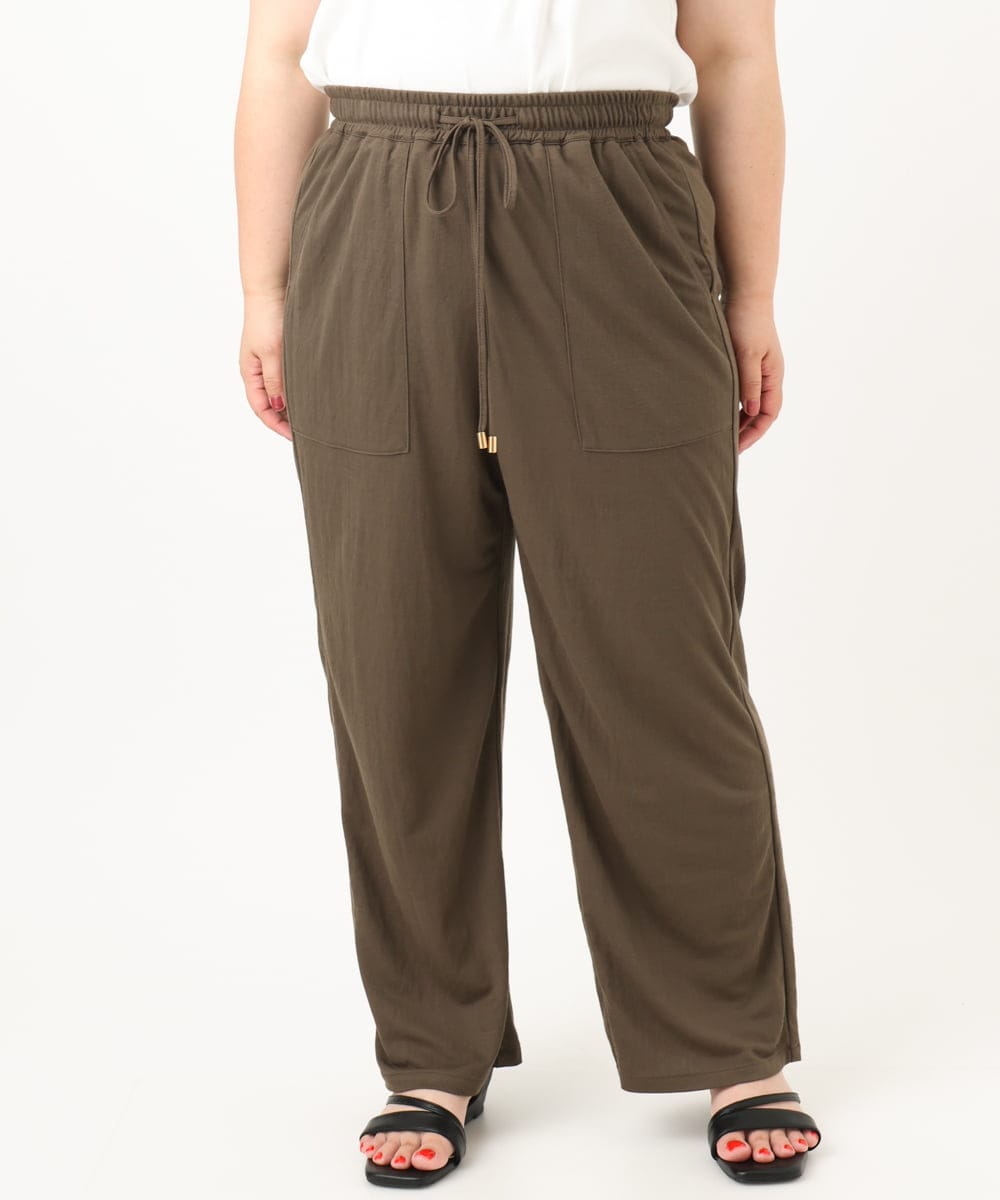 OLLIA44129 eur3(エウルキューブ) 【大きいサイズ/接触冷感】カノコワイドパンツ カーキ(36)