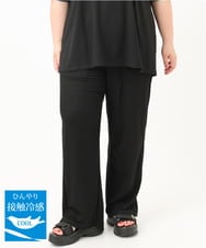 OLLIA44129 eur3(エウルキューブ) 【大きいサイズ/接触冷感】カノコワイドパンツ ブラック(94)