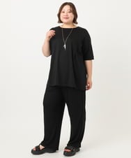 OLLIA44129 eur3(エウルキューブ) 【大きいサイズ/接触冷感】カノコワイドパンツ ブラック(94)