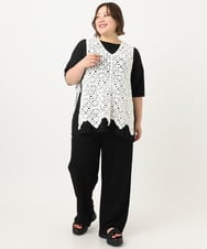 OLLIA44129 eur3(エウルキューブ) 【大きいサイズ/接触冷感】カノコワイドパンツ ブラック(94)