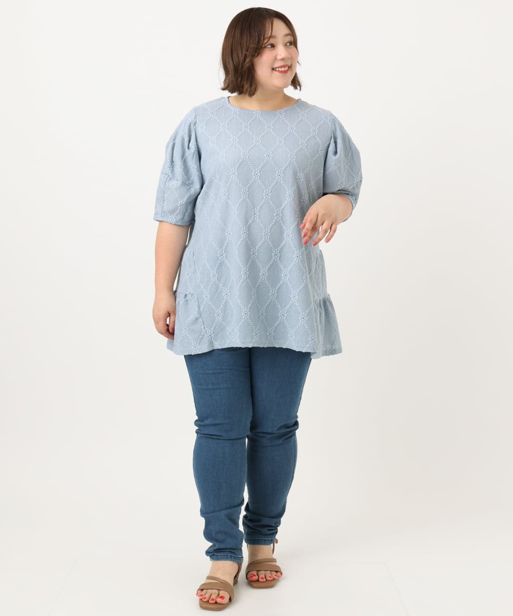 OLLIA45089 eur3(エウルキューブ) 【大きいサイズ/接触冷感】スリムストレッチデニムパンツ ネイビー(57)