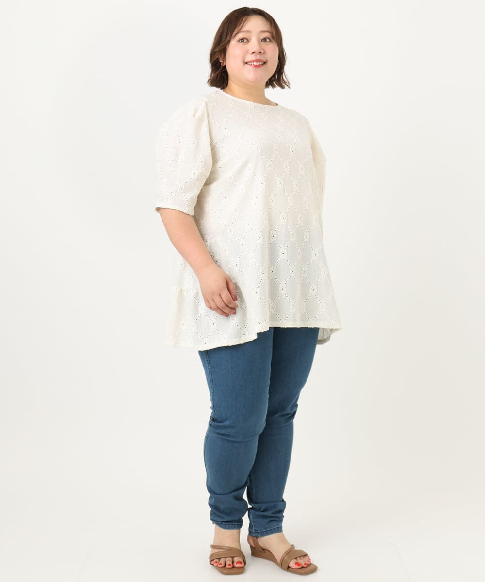 OLLIA45089 eur3(エウルキューブ) 【大きいサイズ/接触冷感】スリムストレッチデニムパンツ ネイビー(57)