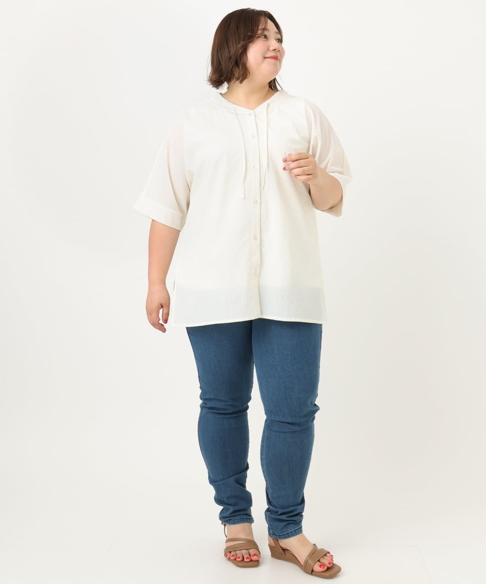 OLLIA45089 eur3(エウルキューブ) 【大きいサイズ/接触冷感】スリムストレッチデニムパンツ ネイビー(57)