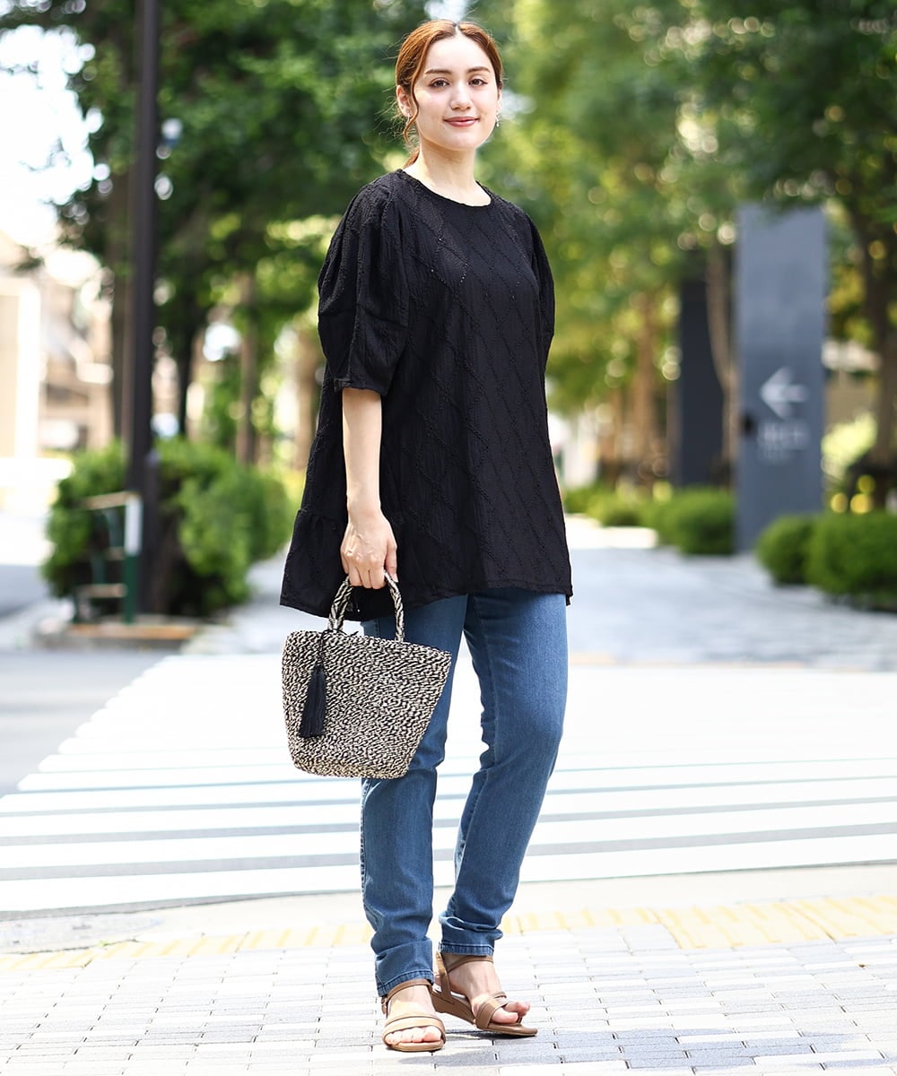 OLLIA45089 eur3(エウルキューブ) 【大きいサイズ/接触冷感】スリムストレッチデニムパンツ ネイビー(57)