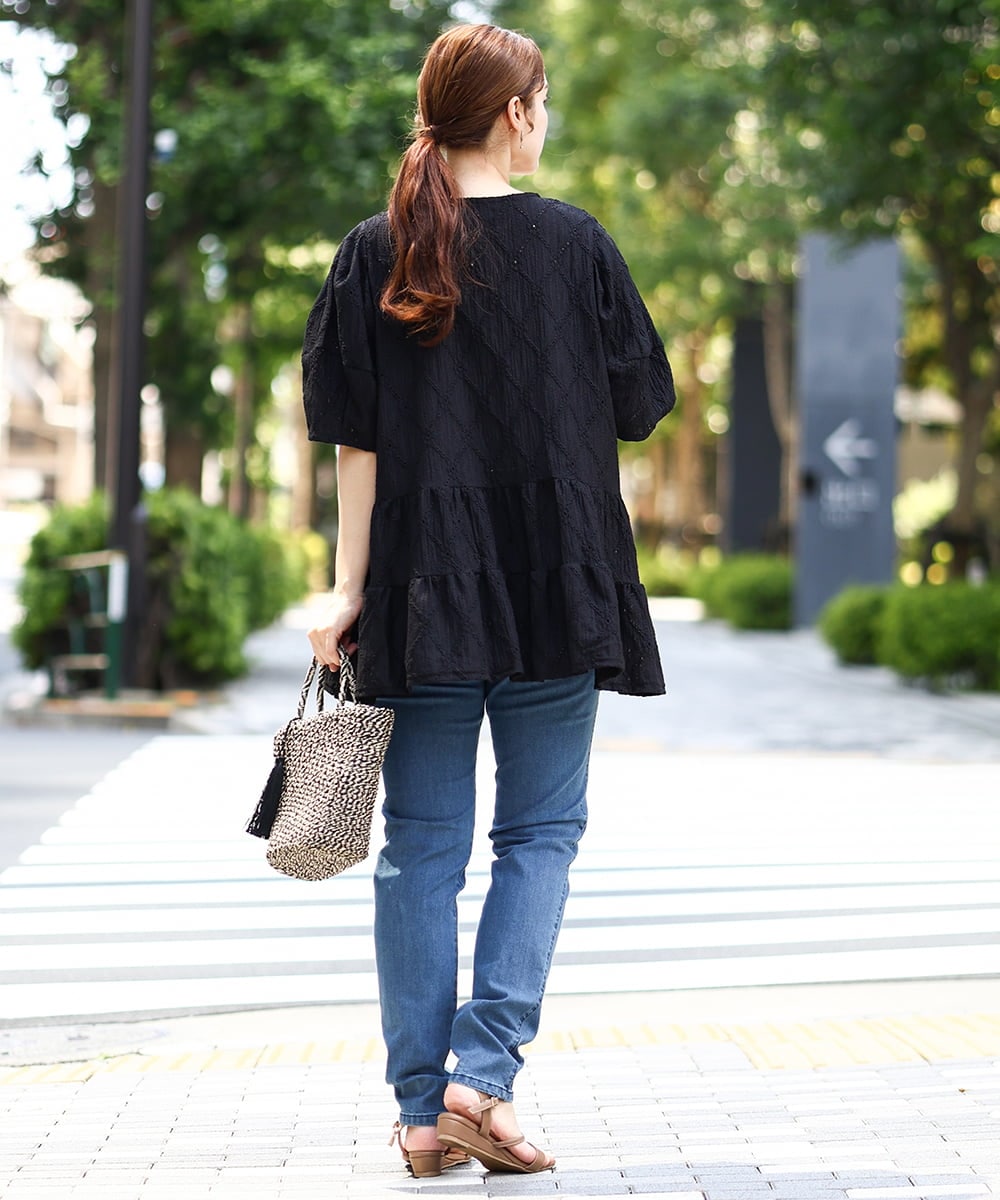 OLLIA45089 eur3(エウルキューブ) 【大きいサイズ/接触冷感】スリムストレッチデニムパンツ ネイビー(57)