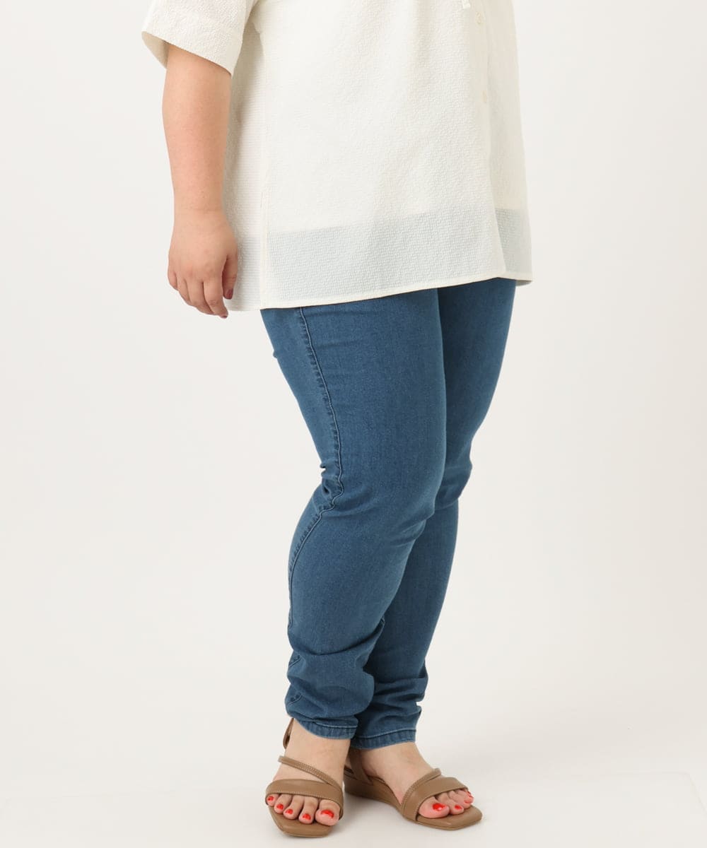 OLLIA45089 eur3(エウルキューブ) 【大きいサイズ/接触冷感】スリムストレッチデニムパンツ ネイビー(57)