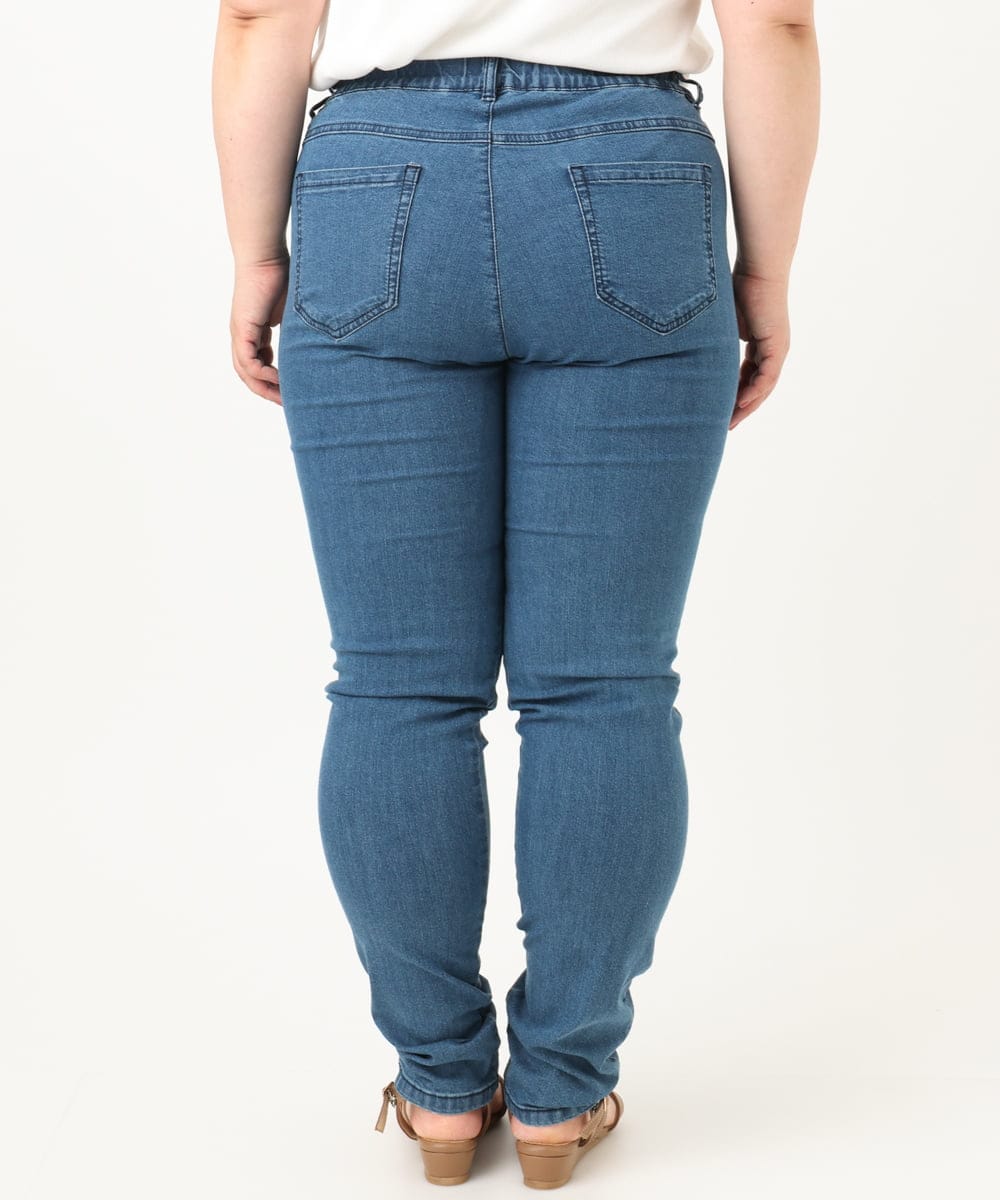 OLLIA45089 eur3(エウルキューブ) 【大きいサイズ/接触冷感】スリムストレッチデニムパンツ ネイビー(57)