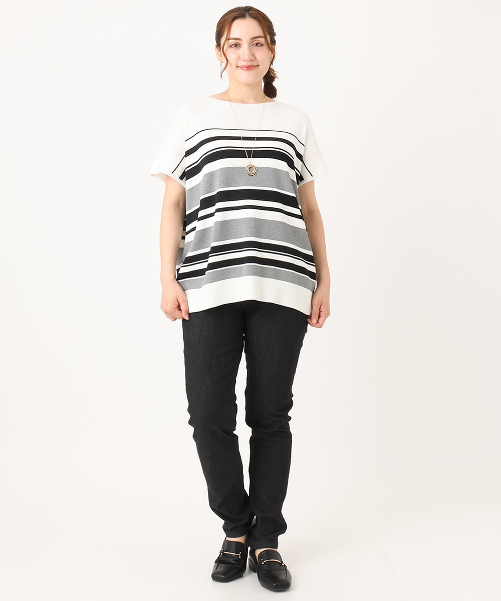 OLLIA45089 eur3(エウルキューブ) 【大きいサイズ/接触冷感】スリムストレッチデニムパンツ ブラック(94)