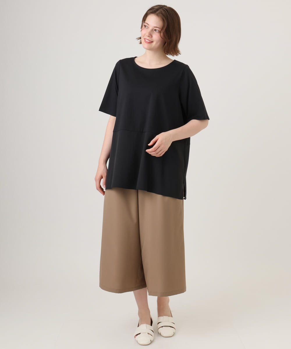 OLLID23099 eur3(エウルキューブ) 【WEB先行販売】【大きいサイズ/接触冷感】エステルストレッチワイドパンツ ベージュ