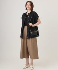 OLLID23099 eur3(エウルキューブ) 【WEB先行販売】【大きいサイズ/接触冷感】エステルストレッチワイドパンツ ベージュ