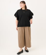 OLLID23099 eur3(エウルキューブ) 【WEB先行販売】【大きいサイズ/接触冷感】エステルストレッチワイドパンツ ベージュ