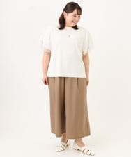 OLLID23099 eur3(エウルキューブ) 【WEB先行販売】【大きいサイズ/接触冷感】エステルストレッチワイドパンツ ベージュ