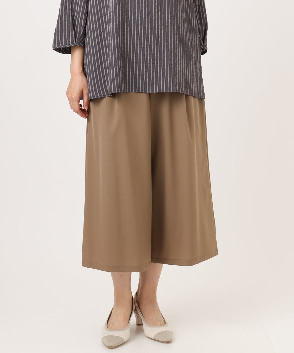 OLLID23099 eur3(エウルキューブ) 【大きいサイズ/接触冷感】エステルストレッチワイドパンツ ベージュ