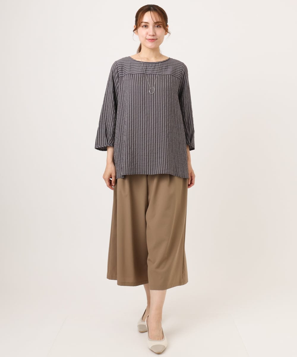 OLLID23099 eur3(エウルキューブ) 【大きいサイズ/接触冷感】エステルストレッチワイドパンツ ベージュ