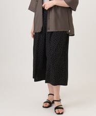 OLLID23099 eur3(エウルキューブ) 【WEB先行販売】【大きいサイズ/接触冷感】エステルストレッチワイドパンツ ホワイト(ドット)