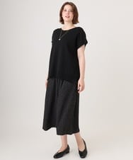 OLLID23099 eur3(エウルキューブ) 【WEB先行販売】【大きいサイズ/接触冷感】エステルストレッチワイドパンツ ホワイト(ドット)