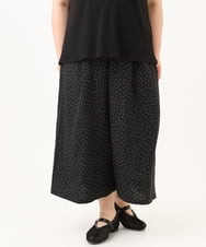 OLLID23099 eur3(エウルキューブ) 【WEB先行販売】【大きいサイズ/接触冷感】エステルストレッチワイドパンツ ホワイト(ドット)