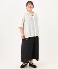 OLLID23099 eur3(エウルキューブ) 【WEB先行販売】【大きいサイズ/接触冷感】エステルストレッチワイドパンツ ホワイト(ドット)