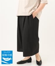 OLLID23099 eur3(エウルキューブ) 【WEB先行販売】【大きいサイズ/接触冷感】エステルストレッチワイドパンツ ブラック