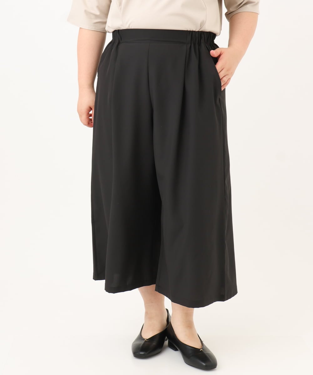 OLLID23099 eur3(エウルキューブ) 【WEB先行販売】【大きいサイズ/接触冷感】エステルストレッチワイドパンツ ブラック