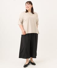 OLLID23099 eur3(エウルキューブ) 【WEB先行販売】【大きいサイズ/接触冷感】エステルストレッチワイドパンツ ブラック