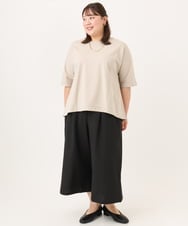 OLLID23099 eur3(エウルキューブ) 【WEB先行販売】【大きいサイズ/接触冷感】エステルストレッチワイドパンツ ブラック