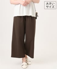 OLLID34099 eur3(エウルキューブ) 【大きいサイズ】エアリーメッシュイージーパンツ ダークブラウン