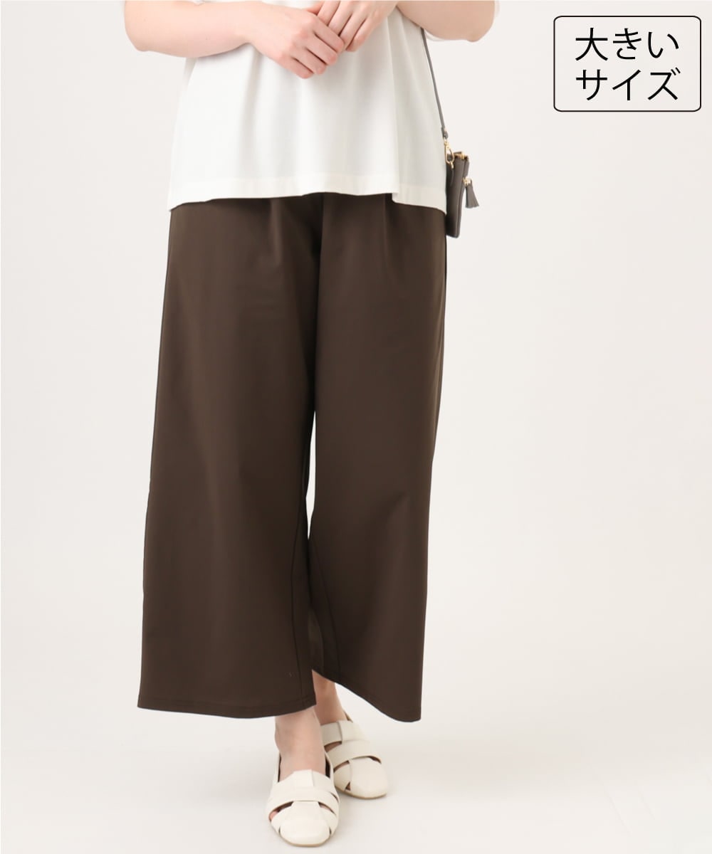 OLLID34099 eur3(エウルキューブ) 【大きいサイズ】エアリーメッシュイージーパンツ ダークブラウン