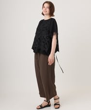 OLLID34099 eur3(エウルキューブ) 【WEB先行販売】【大きいサイズ】エアリーメッシュイージーパンツ ダークブラウン