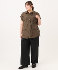 OLLID34099 eur3(エウルキューブ) 【WEB先行販売】【大きいサイズ】エアリーメッシュイージーパンツ ブラック