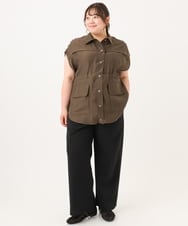 OLLID34099 eur3(エウルキューブ) 【WEB先行販売】【大きいサイズ】エアリーメッシュイージーパンツ ブラック