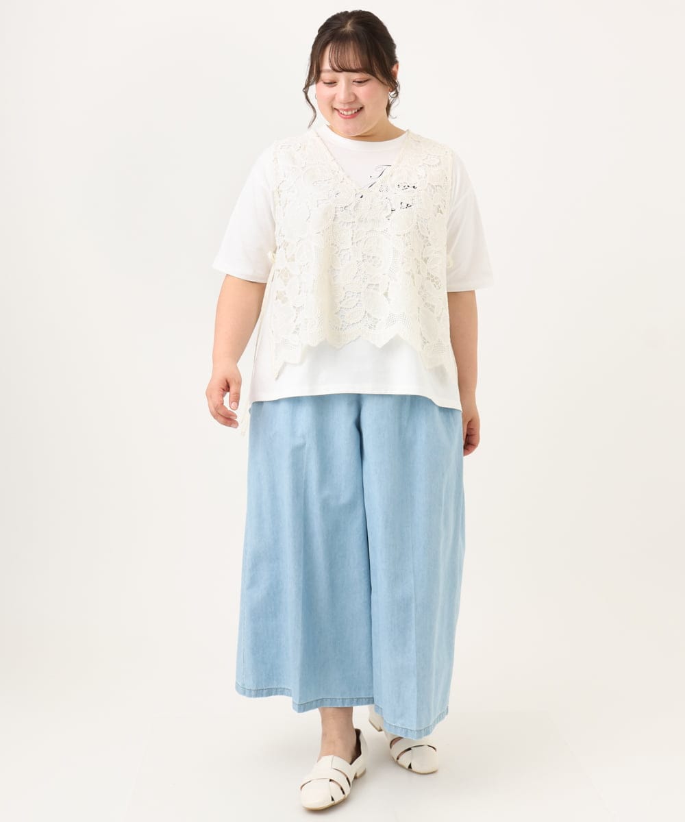 OLLID35109 eur3(エウルキューブ) 【大きいサイズ】ライトオンスデニムパンツ ライトブルー