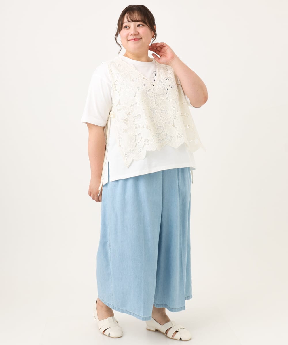 OLLID35109 eur3(エウルキューブ) 【大きいサイズ】ライトオンスデニムパンツ ライトブルー